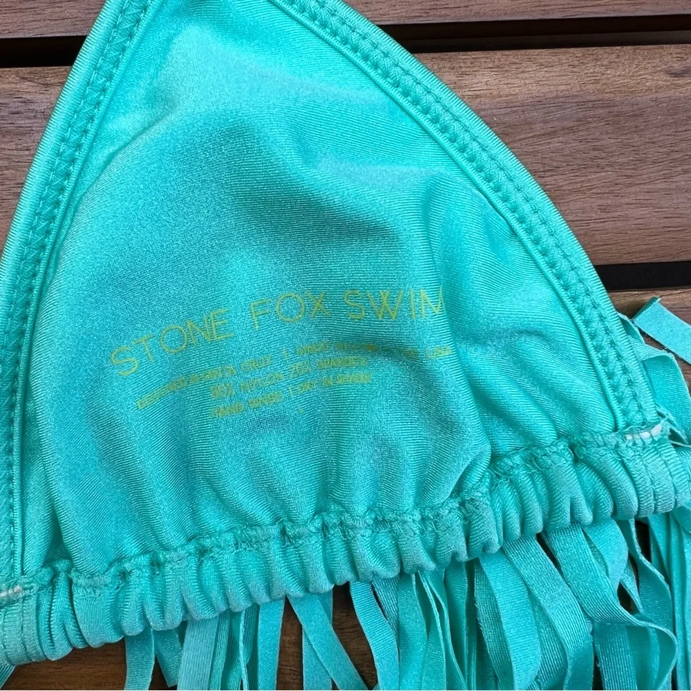 Stone Fox Swim Harlow Fringe Bikini Top - Salt - Picture 3 of 4